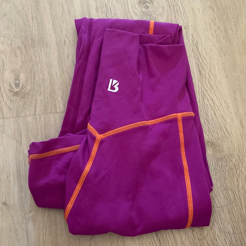BuffBunny Magenta Leggings with Orange Stitching